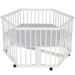 Schardt Solitär 6-Eck Laufgitter Kiefer Weiß Mit Folie Sternchen Grau