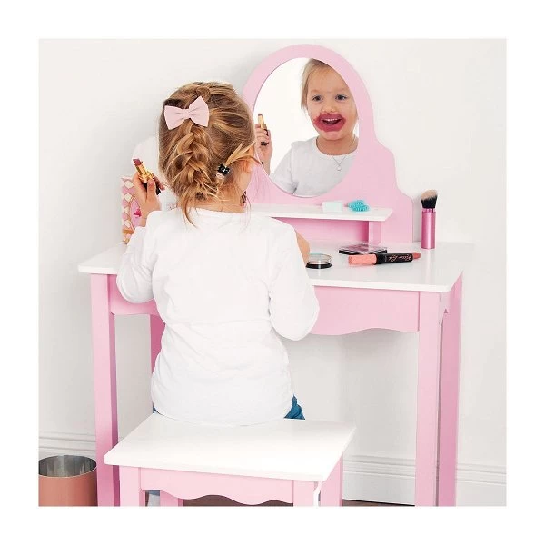 Pinolino Kinderschminktisch Jasmin Inkl. Hocker MDF, Weiß Und Rosa Lackiert 2 Pinolino Kinderschminktisch Jasmin Inkl. Hocker MDF, Weiß Und Rosa Lackiert – Bild 2