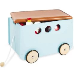 Pinolino Jim Spielzeugkiste Mit Rollen Aus MDF Mint Mit Kunstlederdeckel