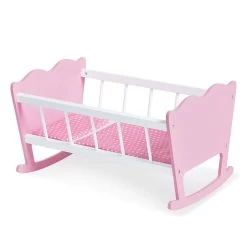 Pinolino Puppenwiege Jasmin Komplett, 4-teilig Rosa Und Weiß Lackiert Zum Toppreis