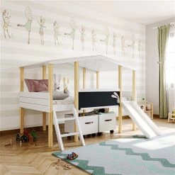 Nature Kid Cory Hausbett Mit Rutsche 90 X 200 Weiß