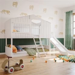 Artkid Ronja Haus-Etagenbett Weiß Mit Rutsche Aus Kiefer Liegefläche 90 X 200 Cm -Geschäft Für Babyprodukte 30092450032 hausbett ronja ohne gastbett ambi1 1 05 2k