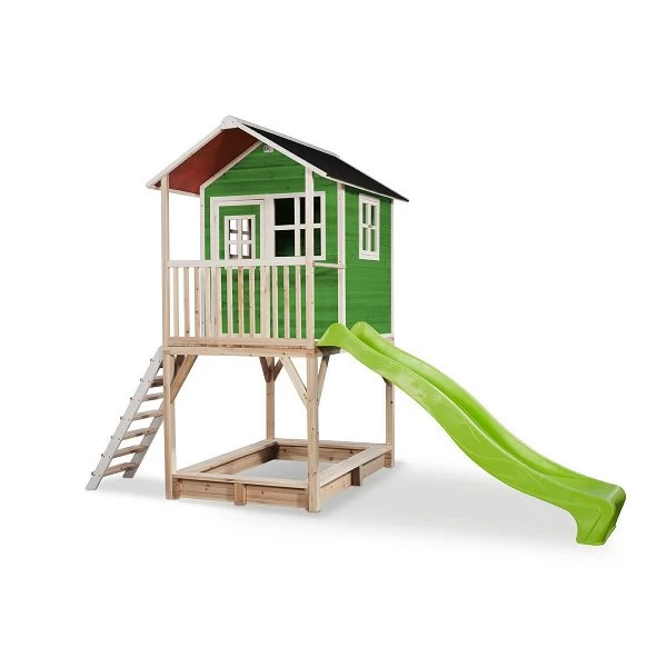 EXIT TOYS EXIT Loft 700 Holzspielhaus - Grün Extra Hoch - Mit Sandkasten, Rutsche & Geländer 1 EXIT TOYS EXIT Loft 700 Holzspielhaus - Grün Extra Hoch - Mit Sandkasten, Rutsche & Geländer