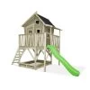 EXIT TOYS EXIT Crooky 550 Holzspielhaus - Graubeige Mit Rutsche, Veranda & Sandkasten