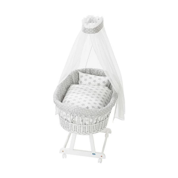 Alvi Birthe Stubenwagen Weiß Komplettset Stars Incl. Matratze, Himmelstange Und Garnitur 1 Alvi Birthe Stubenwagen Weiß Komplettset Stars Incl. Matratze, Himmelstange Und Garnitur