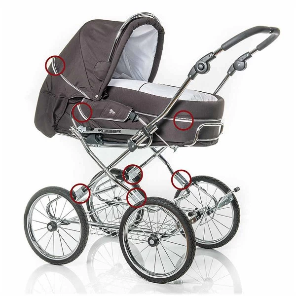 HESBA Condor Coupe Kinderwagen Außen 281 Innen 185 Teilleder - Räder Weiß 25 Cm, Griff Dunkelbrau 6 HESBA Condor Coupe Kinderwagen Außen 281 Innen 185 Teilleder - Räder Weiß 25 Cm, Griff Dunkelbrau – Bild 6