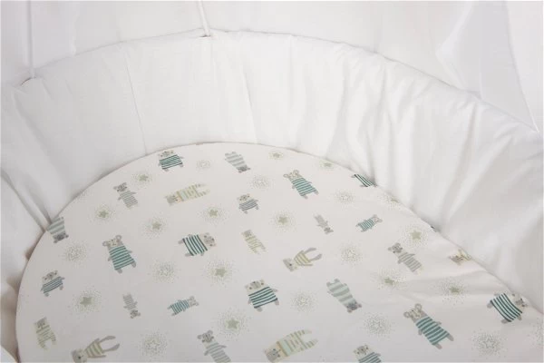 Mionido Stubenwagen Maxi Natur Pyjamabär Grün Mit Garnierung, Matratze Und Matratzenbezug 3 Mionido Stubenwagen Maxi Natur Pyjamabär Grün Mit Garnierung, Matratze Und Matratzenbezug – Bild 3