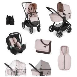 ABC Design Samba 2in1 Kinderwagen Bundle Berry Pure Mit Autositz, Wickeltasche, Fußsack Und Adapter