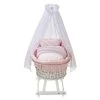 Alvi Birthe Stubenwagen Weiß Komplettset BIO Matratze, Himmelstange & Garnitur Curly Dots