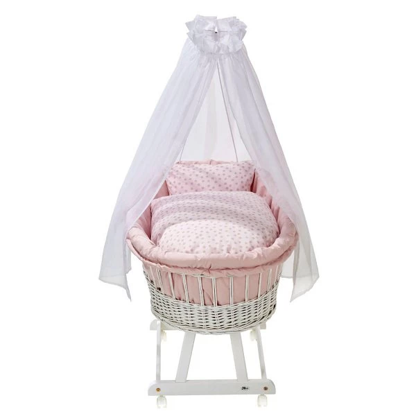 Alvi Birthe Stubenwagen Weiß Komplettset BIO Matratze, Himmelstange & Garnitur Curly Dots 1 Alvi Birthe Stubenwagen Weiß Komplettset BIO Matratze, Himmelstange & Garnitur Curly Dots