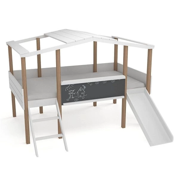 Nature Kid Cory Hausbett Mit Rutsche 90 X 200 Weiß 3 Nature Kid Cory Hausbett Mit Rutsche 90 X 200 Weiß – Bild 3