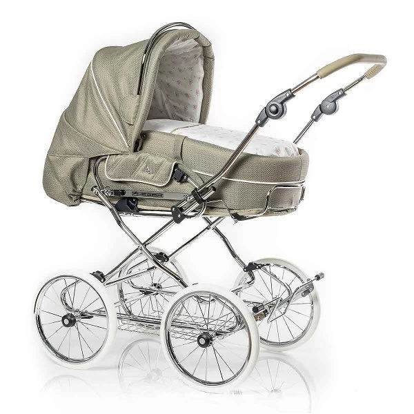 HESBA Condor Coupe Kinderwagen Außen 274 Innen 232 Räder Weiß 30 Cm, Ledergriff Greige 1 HESBA Condor Coupe Kinderwagen Außen 274 Innen 232 Räder Weiß 30 Cm, Ledergriff Greige