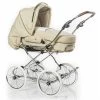 HESBA Condor Coupe Kinderwagen Außen 298 Innen 718 Räder Weiß 30 Cm, Ledergriff Braun