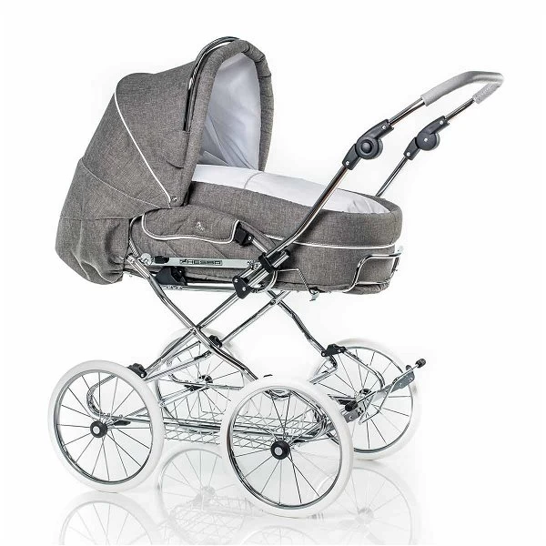 HESBA Condor Coupe Kinderwagen Außen 767 Innen 109 Räder Weiß 30 Cm, Ledergriff Grau 1 HESBA Condor Coupe Kinderwagen Außen 767 Innen 109 Räder Weiß 30 Cm, Ledergriff Grau