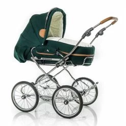 HESBA Condor Coupe Kinderwagen Außen 647 Innen 250 Teilleder Räder Schwarz 30 Cm Ledergriff Hellb