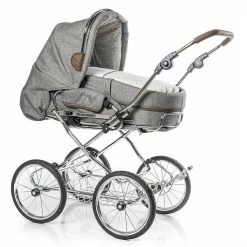 HESBA Condor Coupe Kinderwagen Außen 796 Innen 718 Teilleder Räder Schwarz 30 Cm, Ledergriff Braun