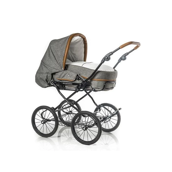HESBA Condor Light Kinderwagen Außen 798 Innen 227 Black Edition, Teilleder - Räder Schwarz 30 Cm