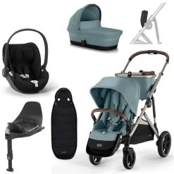 CYBEX Gazelle S Kinderwagen Sky Blue + Cloud T I-Size + Zubehör Bundle