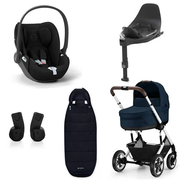 CYBEX Talos S LUX Kinderwagen Bundle Ocean Blue Gestell In Silver 1 CYBEX Talos S LUX Kinderwagen Bundle Ocean Blue Gestell In Silver