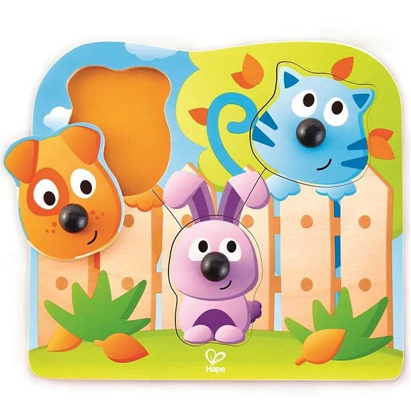 Hape Knopfpuzzle Haustiere E1309 1 Hape Knopfpuzzle Haustiere E1309