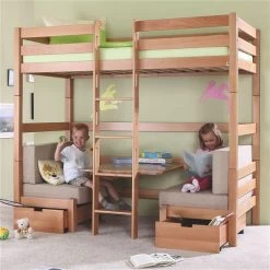 Relita FINLEY Etagenbett Buche Massiv Natur Inkl. Sitzkissen & Bettschubkästen - Frachtfrei -Geschäft Für Babyprodukte finley natur sitz 3