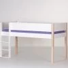 Manis-h Halbhohes Bett FREJ 90x200 Pfosten Buche Absturzsicherung & Leiter - 20 Farben Wählbar