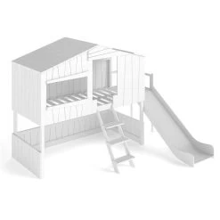 Artkid Ronja Haus-Etagenbett Weiß Mit Rutsche Aus Kiefer Liegefläche 90 X 200 Cm -Geschäft Für Babyprodukte hausbett ronja mit rutsche ohne gast whiteroom16 9 07 1