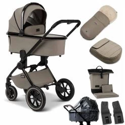Moon Gio Plus Kombi-Kinderwagen Mud/black Chrome Zubehör Bundle