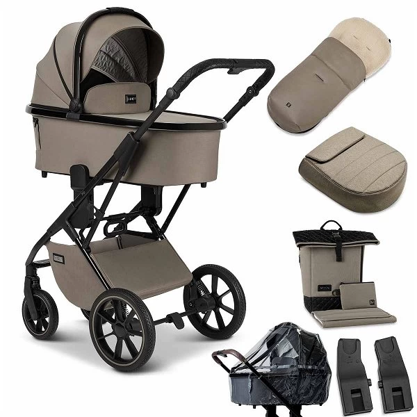 Moon Piú Kombi-Kinderwagen Mud/black Chrome Zubehör Bundle 1 Moon Piú Kombi-Kinderwagen Mud/black Chrome Zubehör Bundle