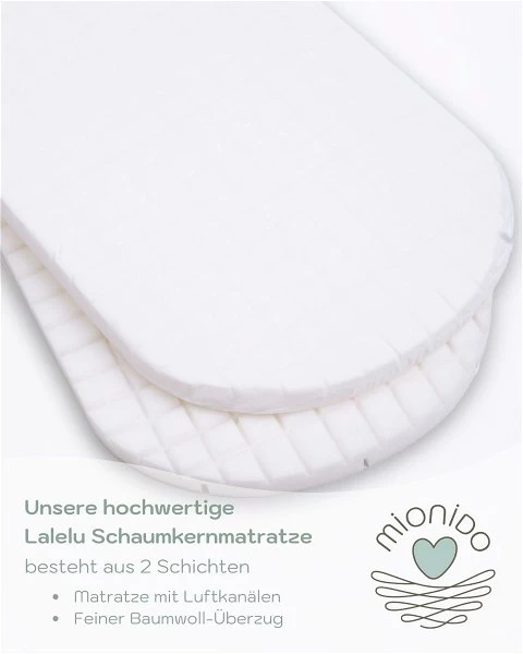 Mionido Stubenwagen Maxi Weiß Pyjamabär Blau Inkl. Garnierung, Matratze Und Matratzenbezug 6 Mionido Stubenwagen Maxi Weiß Pyjamabär Blau Inkl. Garnierung, Matratze Und Matratzenbezug – Bild 6