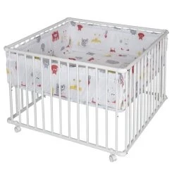 Schardt Laufgitter Basic Buche Massiv Weiß 100 X 100 Cm, Mit Laufrollen, Folie Monster