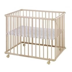 Schardt Laufgitter Basic Buche Massiv Natur 75 X 100 Cm, Mit Laufrollen, Folie Sternchen Grau