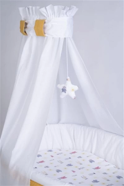 Mionido Stubenwagen Maxi Weiß Pyjamabär Gelb Mit Garnierung, Matratze Und Matratzenbezug 2 Mionido Stubenwagen Maxi Weiß Pyjamabär Gelb Mit Garnierung, Matratze Und Matratzenbezug – Bild 2