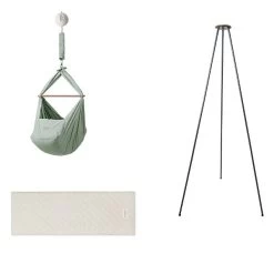 Moonboon Ökologische Federwiegen-Set Seagrass Mit Motor, Gestell Grau & Kokos-Einleger -Geschäft Für Babyprodukte moonboon federwiegen set seagrass grau