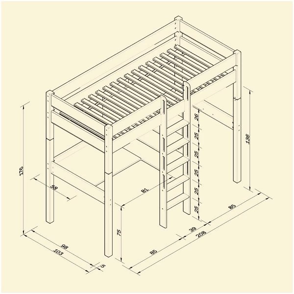 Relita NOEL Hochbett Buche Massiv Weiß Inklusive Schreibtisch, Zum Einzelbett Umbaubar 2 Relita NOEL Hochbett Buche Massiv Weiß Inklusive Schreibtisch, Zum Einzelbett Umbaubar – Bild 2