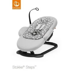 Stokke® Steps™ Bouncer Grey Clouds Gestell Schwarz Passend Zum Hochstuhl Zum Toppreis