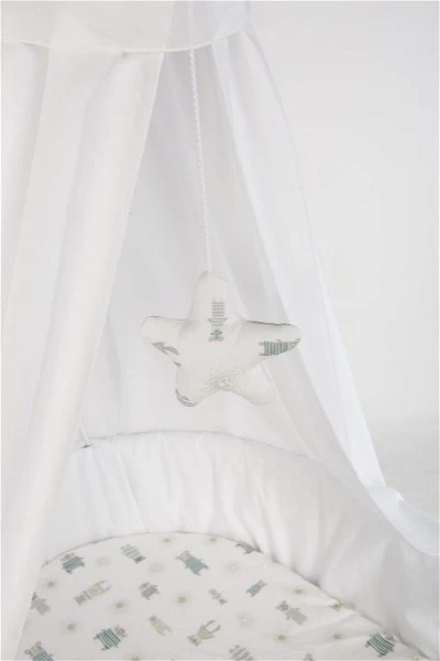 Mionido Stubenwagen Maxi Natur Pyjamabär Grün Mit Garnierung, Matratze Und Matratzenbezug 2 Mionido Stubenwagen Maxi Natur Pyjamabär Grün Mit Garnierung, Matratze Und Matratzenbezug – Bild 2