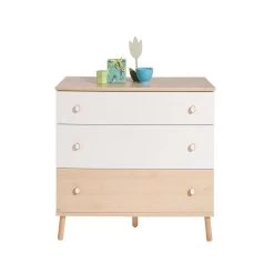 Paidi Ylvie Wickelkommode 3 Schubkästen Schmal 2x Schubkasten Kreideweiß, 1x Schubkasten Birke